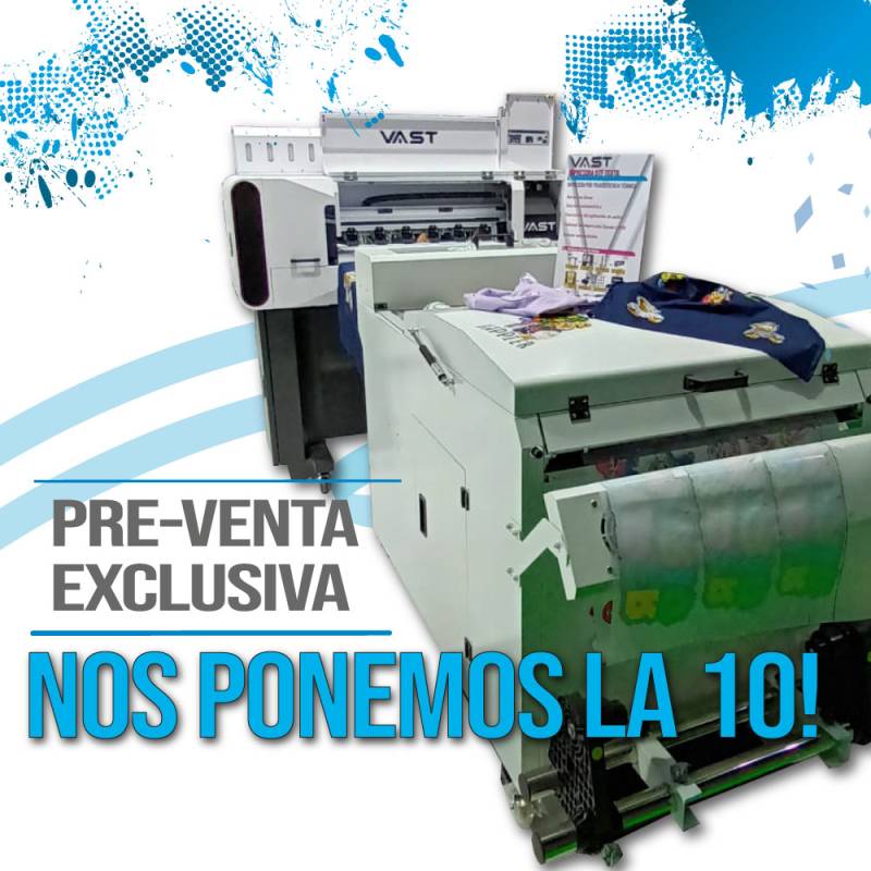 Impresora VAST DTF Textile 65cm con 2 o 4 Cabezales i3200 con Soft y Filtro de Aire Industrial